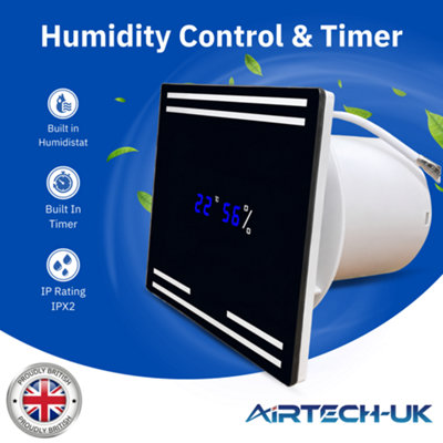 AirTech-UK Bathroom Extractor Fan Black Glass Front 4