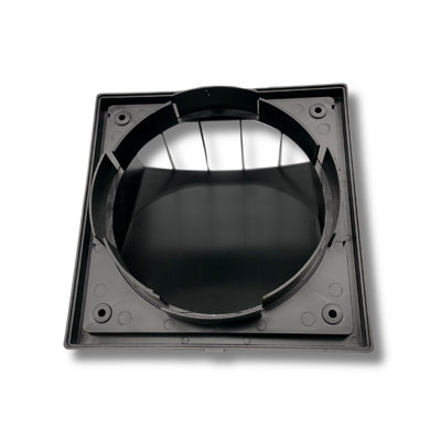 AirTech-UK Black Cowl Outlet Grille Wall Vent 150mm/6" Round Rear Spigot and Wind Baffle Back draught Shutter - 4