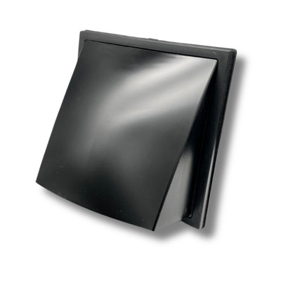 AirTech-UK Black Cowl Outlet Grille Wall Vent 150mm/6" Round Rear Spigot and Wind Baffle Back draught Shutter - 5