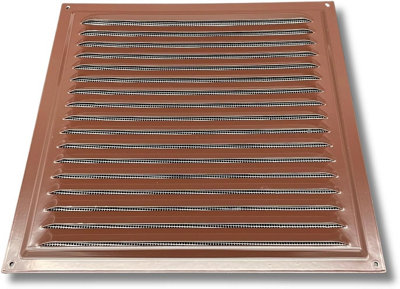 AirTech-UK Flat Brown Metal Fixed Grille 300x300mm with FlyScreen - External/Internal Mounting for Ventilation & Air Conditioning - 4