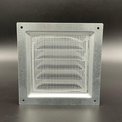 AirTech-UK Flat Metal Fixed Grille 125x125mm with FlyScreen - External/Internal Mounting for Ventilation & Air Conditioning - 3