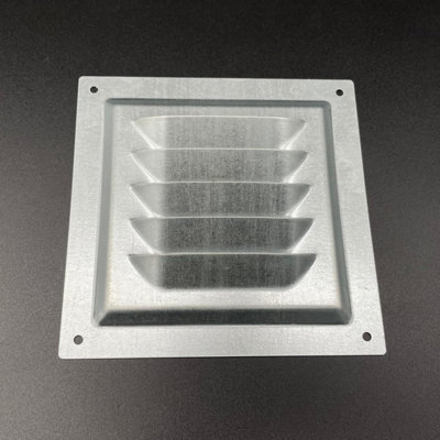 AirTech-UK Flat Metal Fixed Grille 125x125mm with FlyScreen - External/Internal Mounting for Ventilation & Air Conditioning - 4