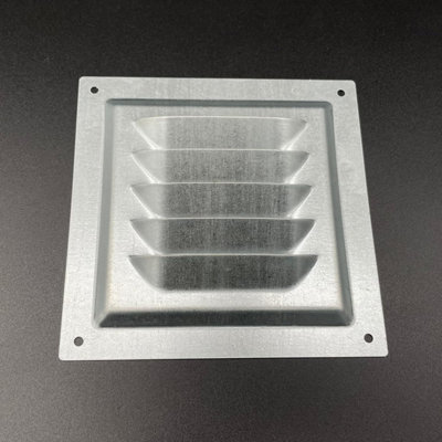 AirTech-UK Flat Metal Fixed Grille 125x125mm with FlyScreen - External/Internal Mounting for Ventilation & Air Conditioning