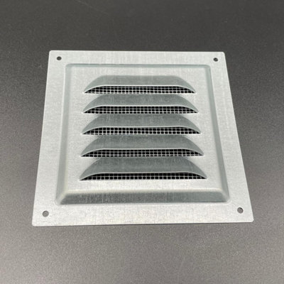 AirTech-UK Flat Metal Fixed Grille 125x125mm with FlyScreen - External/Internal Mounting for Ventilation & Air Conditioning - 5