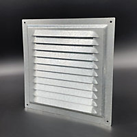 AirTech-UK Flat Metal Fixed Grille 200x200mm with FlyScreen - External/Internal Mounting for Ventilation & Air Conditioning
