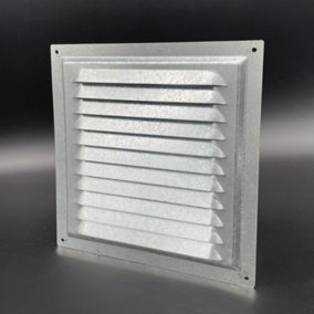 AirTech-UK Flat Metal Fixed Grille 200x200mm with FlyScreen - External/Internal Mounting for Ventilation & Air Conditioning