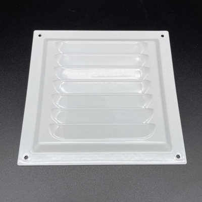 AirTech-UK Flat White Metal Fixed Grille 150x150mm with FlyScreen - External/Internal Mounting for Ventilation & Air Conditioning - 4