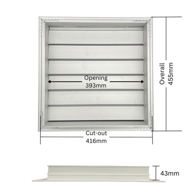 AirTech-UK Gravity Grille 400mm x 400mm Premium Anodized Aluminium Louvre Grill for Walls and Crawl Spaces
