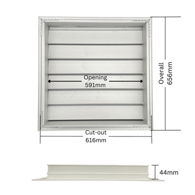 AirTech-UK Gravity Grille 600mm x 600mm Premium Anodized Aluminium Louvre Grill for Walls and Crawl Spaces