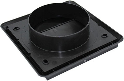 AirTech-UK Gravity Grille Black 155mm External with 100mm - 4 inch Round Rear Spigot and Not-Return Shutters Ducting Air Vent - 4