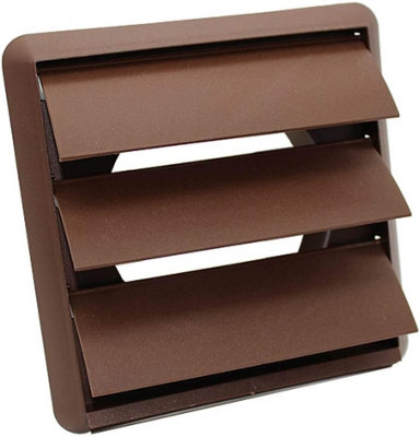 AirTech-UK Gravity Grille Brown 155mm External with 100mm - 4 inch Round Rear Spigot and Not-Return Shutters Ducting Air Vent
