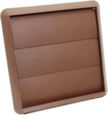 AirTech-UK Gravity Grille Brown 155mm External with 100mm - 4 inch Round Rear Spigot and Not-Return Shutters Ducting Air Vent