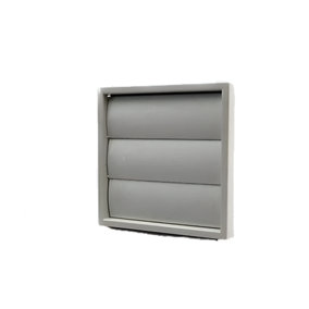 AirTech-UK Gravity Grille Grey 155mm External with 100mm - 4 inch Round Rear Spigot and Not-Return Shutters Ducting Air Vent