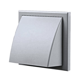 AirTech-UK Grey Cowl Outlet Grille Wall Vent 100mm/4" Round Rear Spigot and Wind Baffle Back draught Shutter