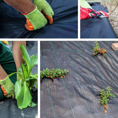 AirTech-UK Heavy Duty Weed Control Membrane Garden Weed Barrier Fabric for Landscaping 2M Wide x 1M length