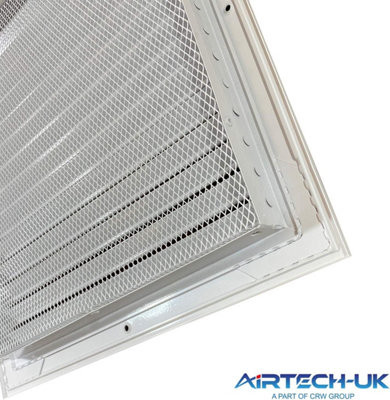 AirTech-UK HVAC Fixed Louvre Exterior Grille 300 x 300mm Air Vent Aluminum Grille for Walls and Crawl Space Bird Mesh Weatherproof - 3
