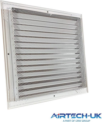 AirTech-UK HVAC Fixed Louvre Exterior Grille 300 x 300mm Air Vent Aluminum Grille for Walls and Crawl Space Bird Mesh Weatherproof - 4