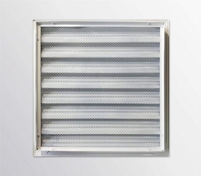 AirTech-UK HVAC Fixed Louvre Exterior Grille 300 x 300mm Air Vent Aluminum Grille for Walls and Crawl Space Bird Mesh Weatherproof - 5