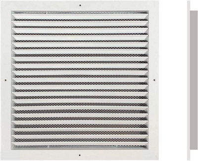AirTech-UK HVAC Fixed Louvre Exterior Grille 500 x 500mm Air Vent Aluminum Grille for Walls and Crawl Space Bird Mesh Weatherproof