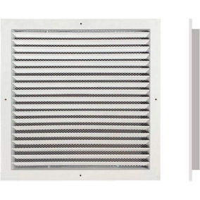 AirTech-UK HVAC Fixed Louvre Exterior Grille 500 x 500mm Air Vent Aluminum Grille for Walls and Crawl Space Bird Mesh Weatherproof