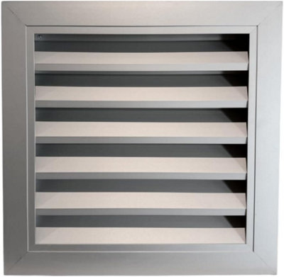 AirTech-UK HVAC Fixed Louvre Exterior Grille 600 x 600mm Air Vent Aluminum Grille for Walls and Crawl Space Bird Mesh Weatherproof