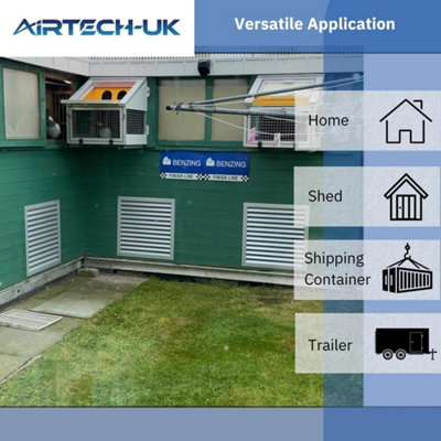 AirTech-UK HVAC Fixed Louvre Exterior Grille 600 x 600mm Air Vent Aluminum Grille for Walls and Crawl Space Bird Mesh Weatherproof - 4