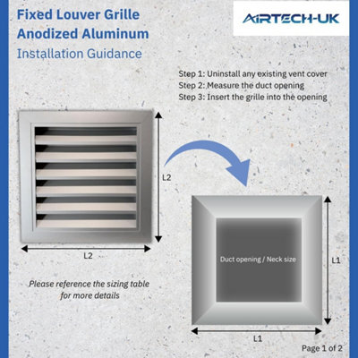 AirTech-UK HVAC Fixed Louvre Exterior Grille 600 x 600mm Air Vent Aluminum Grille for Walls and Crawl Space Bird Mesh Weatherproof - 5