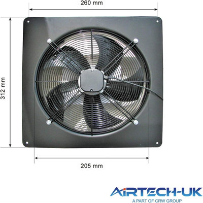 AirTech-UK Industrial Axial Commercial Extractor Fan Ventilator Exhaust Fan 200mm/ 8 inches 2 Pole Heavy Duty Powerful Low Noise