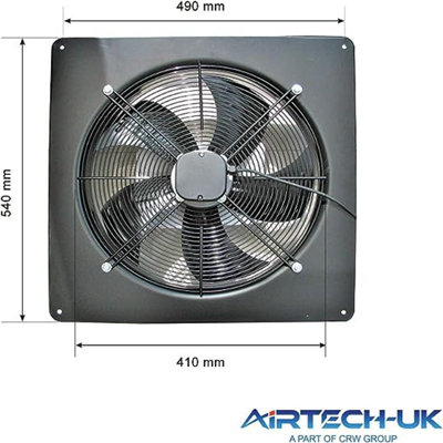 AirTech-UK Industrial Axial Commercial Extractor Fan Ventilator Exhaust Fan 400mm/ 16 inches 4 Pole Heavy Duty Powerful Low Noise