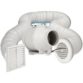AirTech-UK Inline Bathroom Extractor Fan Kit Run on Timer 4 inches 100mm Powerful Quiet Damp Control  Loft Ceiling Mounted