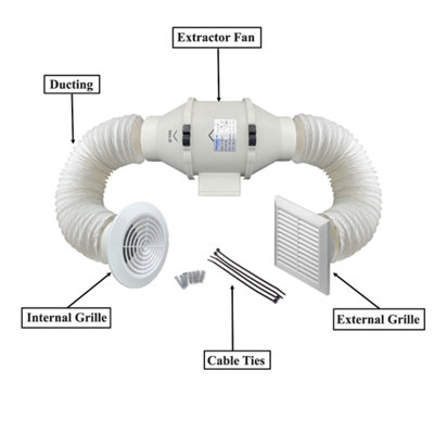 AirTech-UK Inline Bathroom Extractor Fan Kit Run on Timer 4 inches 100mm Powerful Quiet Damp Control  Loft Ceiling Mounted - 9