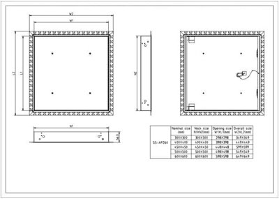AirTech-UK Plasterboard Steel Access Panel Beaded Frame Inspection Hatch Detachable Push Lock Door (450MM X 450MM) - 4