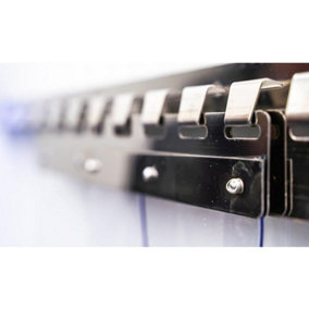 AirTech-UK PVC Refrigeration Freezer Strip Curtain Door Strips 2 Meter x 2.3 Meter Stainless Steel Rail & Plates