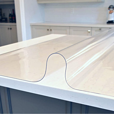 AirTech-UK PVC Table Protector Table Cover/Protector Transparent 2mm Strong Clear Plastic  Wipeable PVC Waterproof (120 x 170cm)
