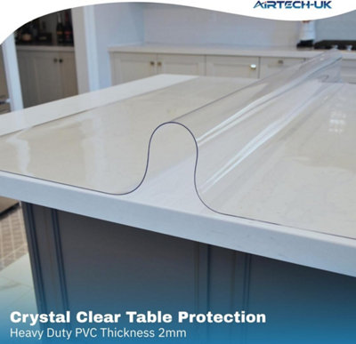AirTech-UK PVC Table Protector Table Cover/Protector Transparent 2mm Strong Clear Plastic Wipeable PVC Waterproof (120 x 240cm)