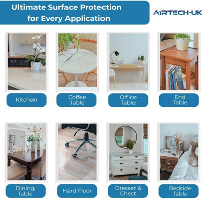 AirTech-UK PVC Table Protector Table Cover/Protector Transparent 2mm Strong Clear Plastic Wipeable PVC Waterproof (120 x 240cm)
