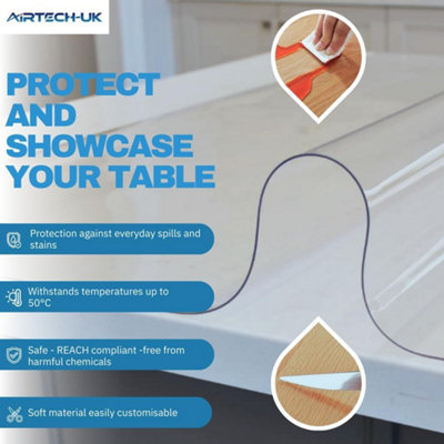 AirTech-UK PVC Table Protector Table Cover/Protector Transparent 2mm ...