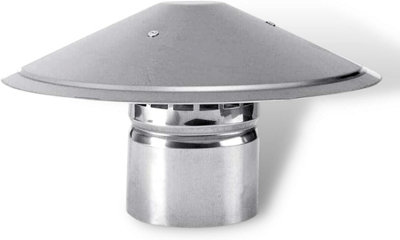 AirTech-UK Stainless Steel Roof Cowl 125mm Ducting Pipe Woodburner Flue Liner Ventilation Pipe Rain hat Chimney  (125mm/5")