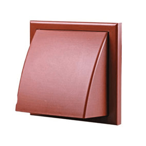 AirTech-UK Terracotta Cowl Outlet Grille Wall Vent 100mm/4" Round Rear Spigot and Wind Baffle Back draught Shutter