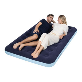 airzzZ Inflatable Double Flocked Air Bed for Camping, Outdoor & Indoor Mattress