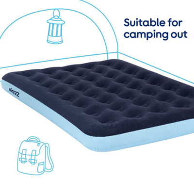 AirzzZ Inflatable Double Flocked Air Bed for Camping, Outdoor & Indoor Mattress