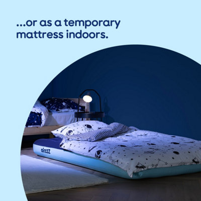AirzzZ Inflatable Double Flocked Air Bed for Camping, Outdoor & Indoor Mattress