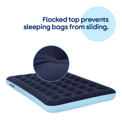 AirzzZ Inflatable Double Flocked Air Bed for Camping, Outdoor & Indoor Mattress