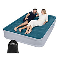 airzzZ Inflatable High Raised Double Air Bed for Camping, Outdoor Adventures & Indoor Comfort