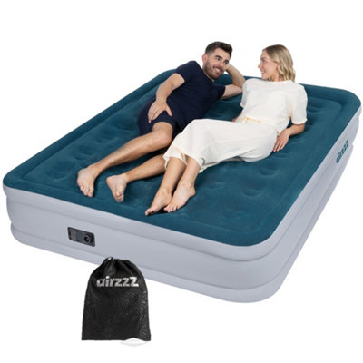 airzzZ Inflatable High Raised Double Air Bed for Camping, Outdoor Adventures & Indoor Comfort