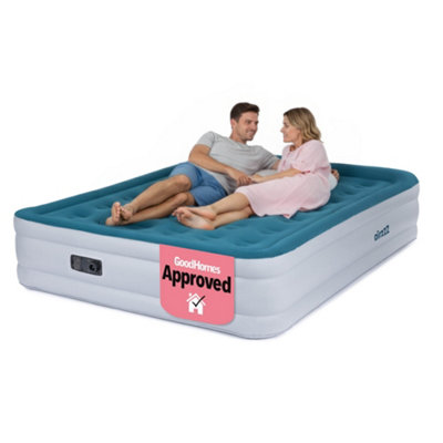 airzzZ Self Inflating Double Air Bed with Built In Electric Pump Blow Up Mattress Flocked Top 203 x 157 x 47cm