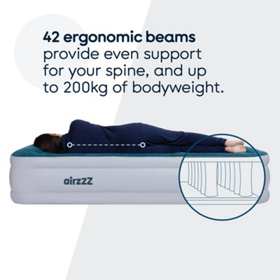 AirzzZ Slumber Plus Double Air Bed with Built-in Electric Pump, Outdoor & Indoor Mattress