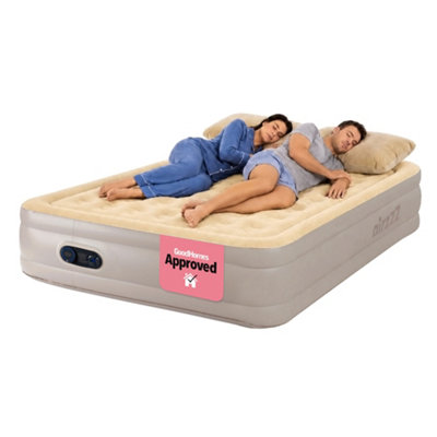 airzzZ SlumberPlus Double Air Bed Beige with Built In Electric Pump