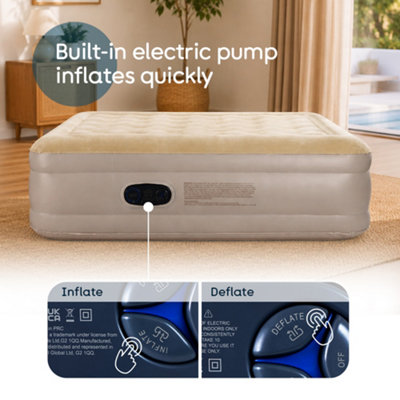 airzzZ SlumberPlus Double Air Bed Beige with Built In Electric Pump