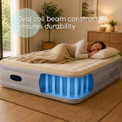 airzzZ SlumberPlus Double Air Bed Beige with Built In Electric Pump